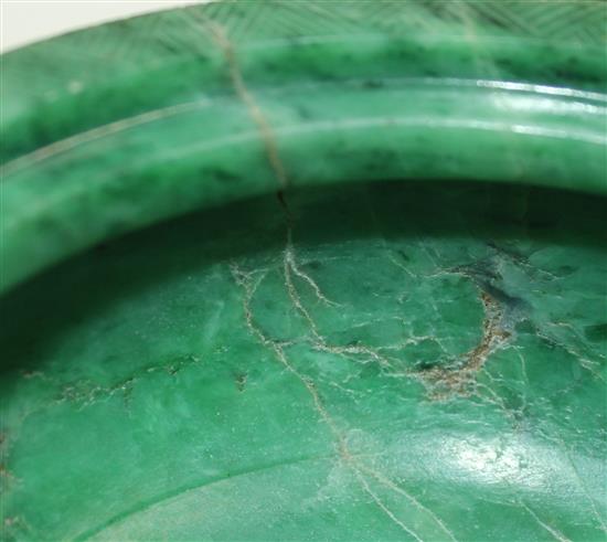 A good Chinese archaistic green jadeite censer and cover, Ding, 19th / 20th century, weight 1.6kg, width 16.7cm, height 13cm